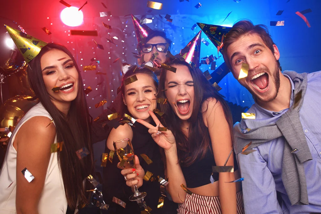 Group birthday parties with Majestic VIP Limos in Orange County, featuring luxury interiors, party lighting, and spacious seating.